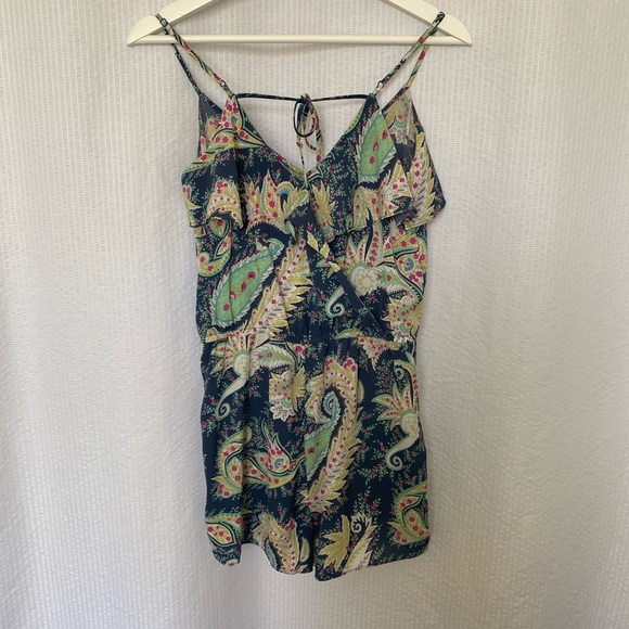 Blue Floral Paisley Ruffled Romper - Picture 8 of 8